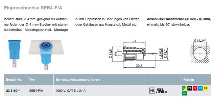 Einpressbuchse SEB4-F/A: 4 mm